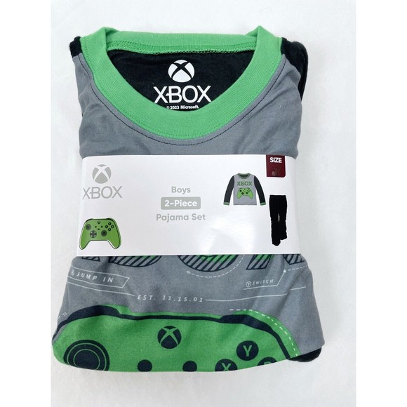 NIP XBOX Gaming Boys PJ’s Long Sleeve Pants 2pc Set Green Fleece 6/7 - Picture 3 of 5